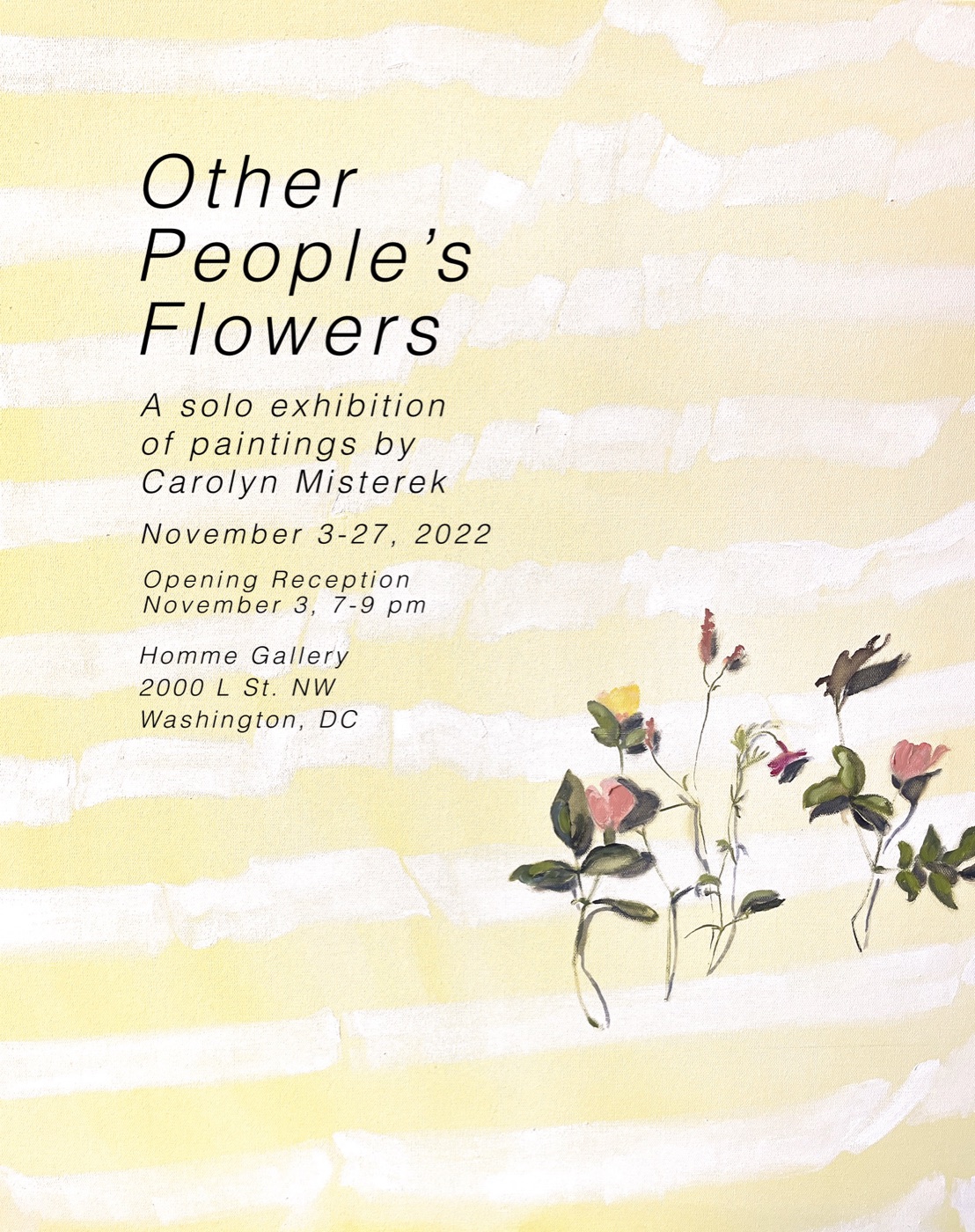 Other People's Flowers exhibition flyer, Carolyn Misterek